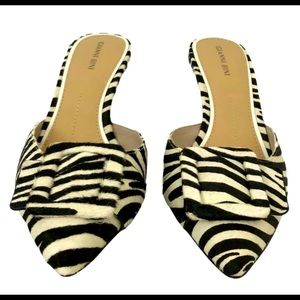 Brand new Zebra print pony hair mules